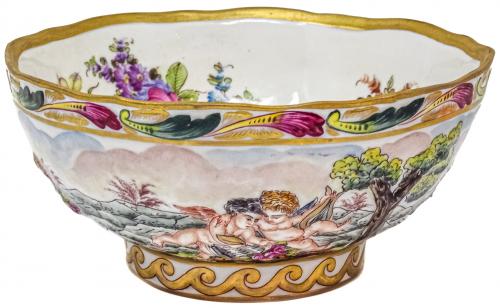 BOL DE PORCELANA CAPODIMONTE DE MEDIADOS DE SIGLO XX