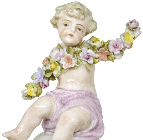JARRÓN CON TAPA DE PORCELANA ALEMANA