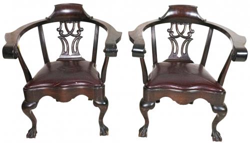 PAREJA DE SILLAS INGLESAS "CHIPPENDALE" S. XIX