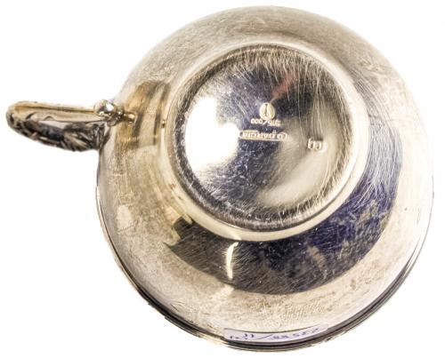 PAREJA DE TAZAS DE PLATA CON POCILLO DE PORCELANA