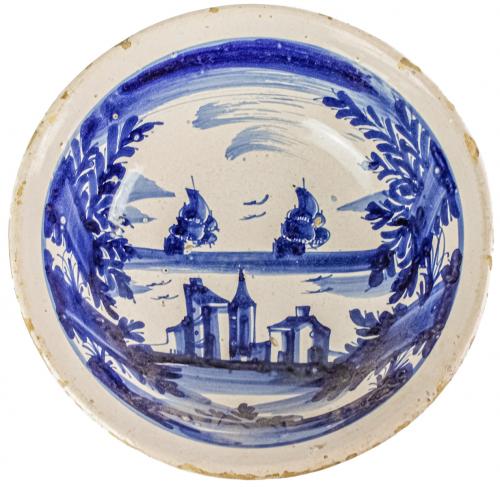 PLATO "ENSALADERA" DE CERÁMICA CATALANA DEL SIGLO XVIII