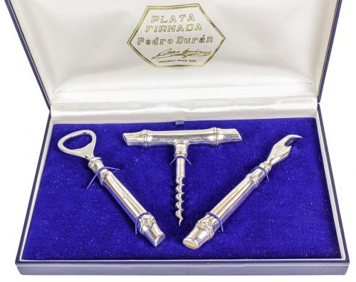 CONJUNTO DE ABRIDORES Y SACACORCHOES EN PLATA 