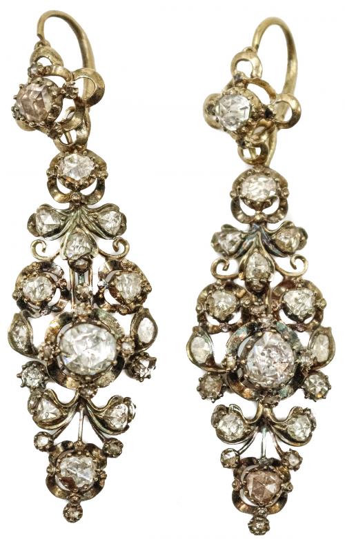 PENDIENTES LARGOS CON DIAMANTES DEL S.XIX