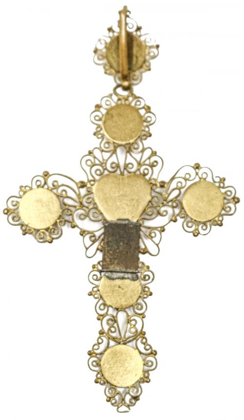 CRUZ COLGANTE ITALIANA DE FLES. S.XIX