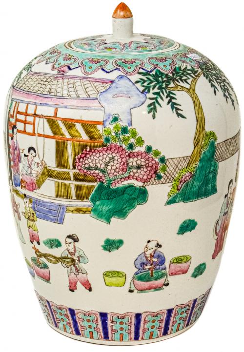 TIBOR DE PORCELANA ORIENTAL DEL ÚLTIMO TERCIO DE SIGLO XX