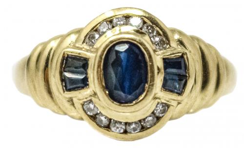 ANILLO CON BRILLANTES Y ZAFIROS AÑOS 80