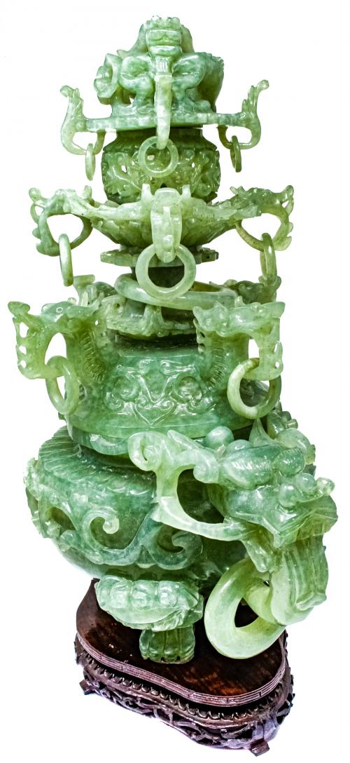 GRAN POTICHE EN JADE DE LOS AÑOS 40