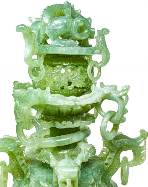 GRAN POTICHE EN JADE DE LOS AÑOS 40