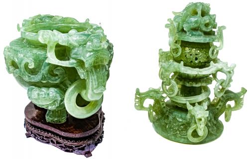 GRAN POTICHE EN JADE DE LOS AÑOS 40