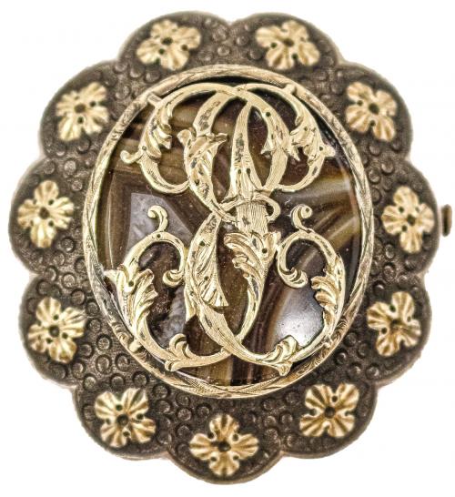 BROCHE COLGANTE CON ÁGATA DE PPS. DEL S.XX