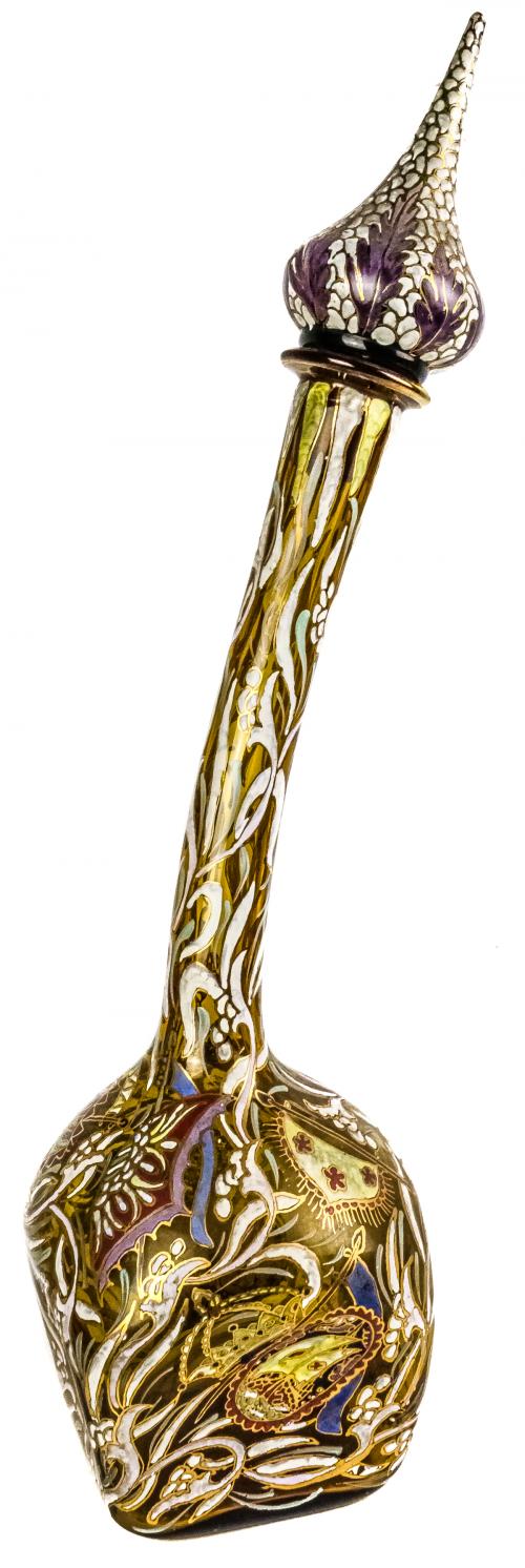 BOTELLA DE CRISTAL ESMALTADO FIRMADA ROYO