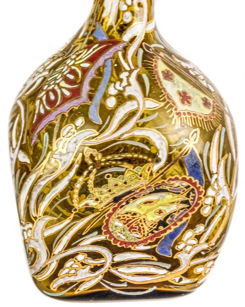 BOTELLA DE CRISTAL ESMALTADO FIRMADA ROYO