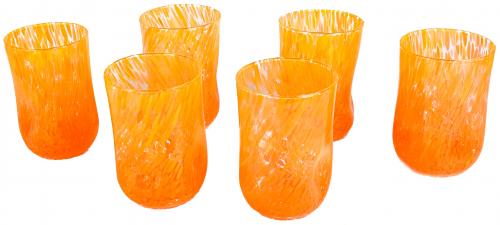 SEIS VASOS DE VIDRIO SOPLADO DE MURANO