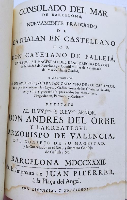 CONSULADO DEL MAR DE BARCELONA.   