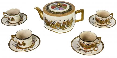 JUEGO DE TÉ EN LOZA JAPONESA DE MEDIADOS DE S. XX