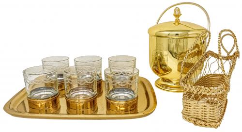 CONJUNTO DE VASOS, PORTA BOTELLAS Y CUBITERA