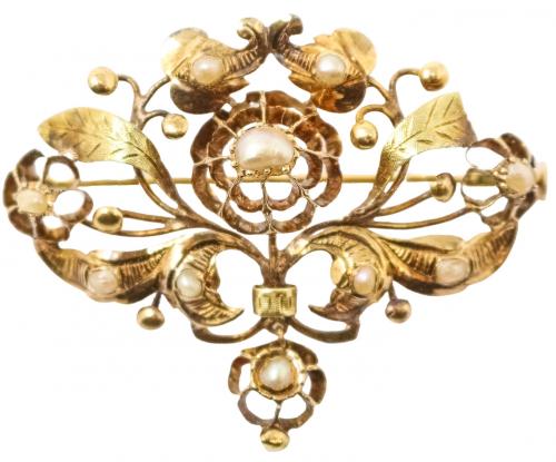BROCHE ISABELINO CON PERLAS DEL S.XIX
