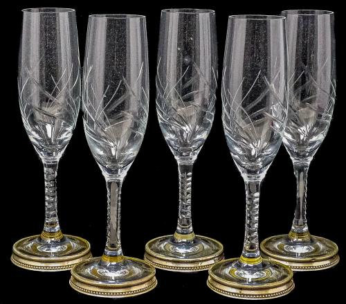 CINCO COPAS DE CAVA DE MEDIADOS DEL SIGLO XX