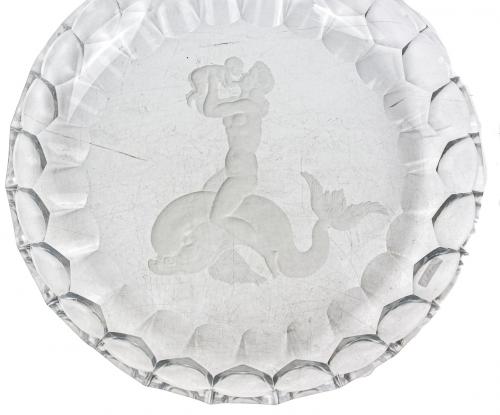 PLATOS DE CRISTAL GRABADO DE MEDIADOS DE SIGLO XX