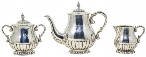 CAFETERA, LECHERA Y AZUCARERO DE PLATA