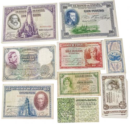 LOTE DE BILLETES ESPAÑOLES DE DISTINTOS AÑOS