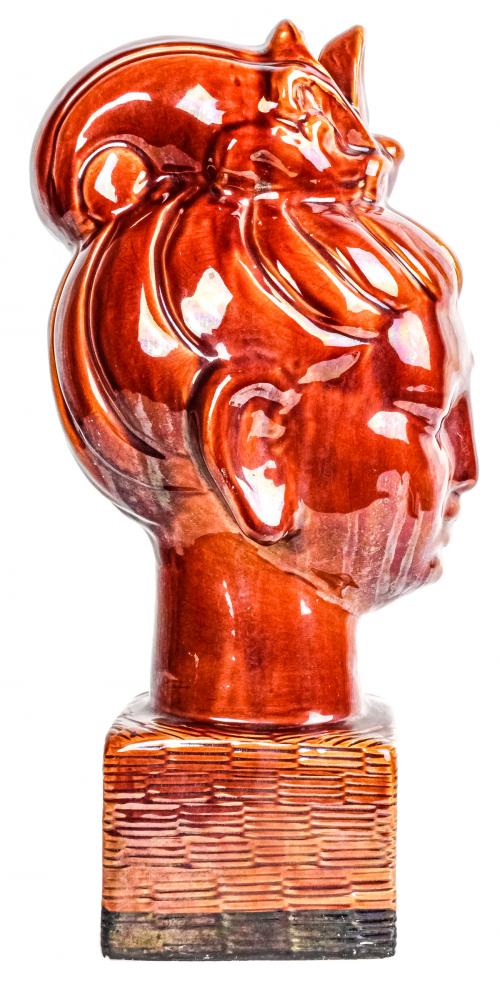 BUSTO DE "BUDA" DE CERÁMICA ESMALTADA 