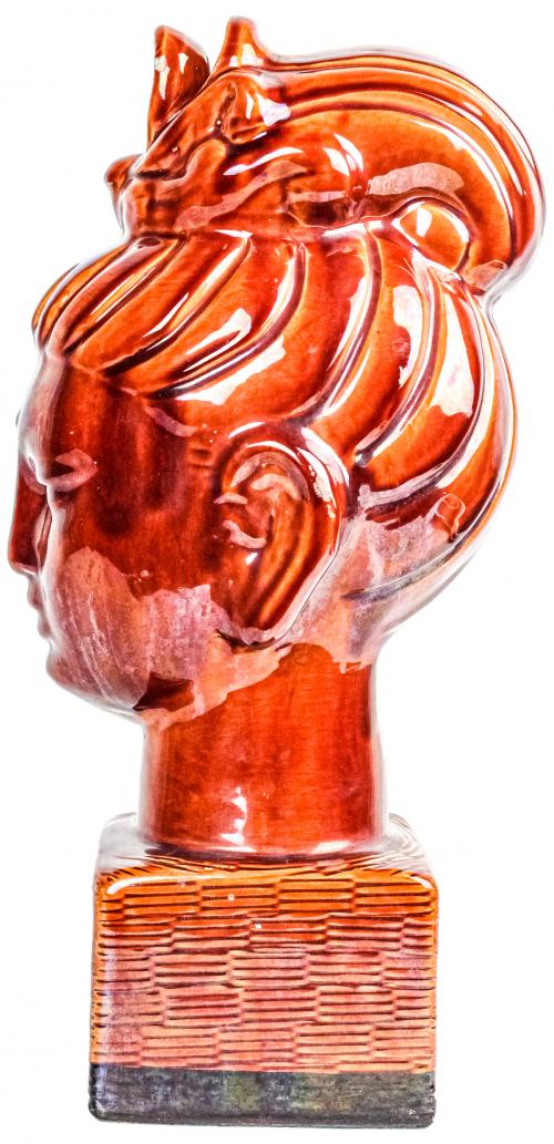 BUSTO DE "BUDA" DE CERÁMICA ESMALTADA 
