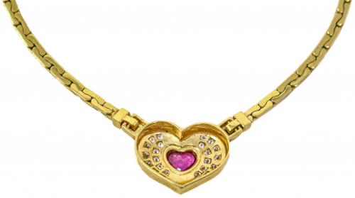 GARGANTILLA CORAZÓN CON RUBÍ Y BRILLANTES