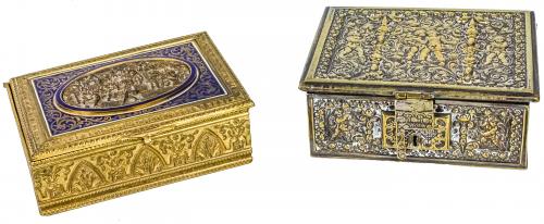 DOS CAJAS DE METAL LABRADO DE LOS AÑOS 40