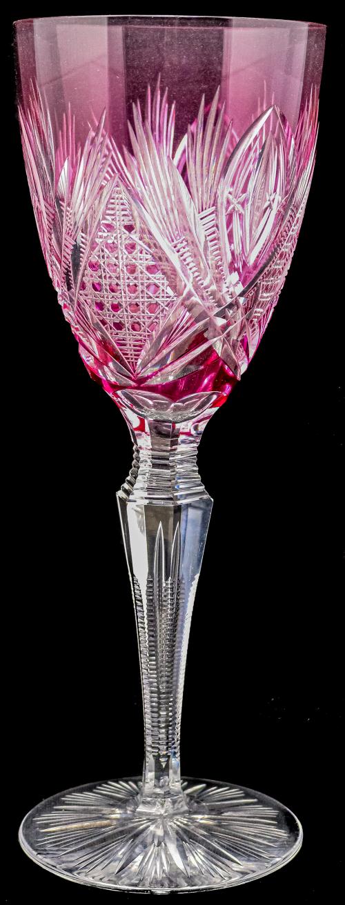GRAN COPA DE CRISTAL TALLADO DE MEDIADOS DE SIGLO XX