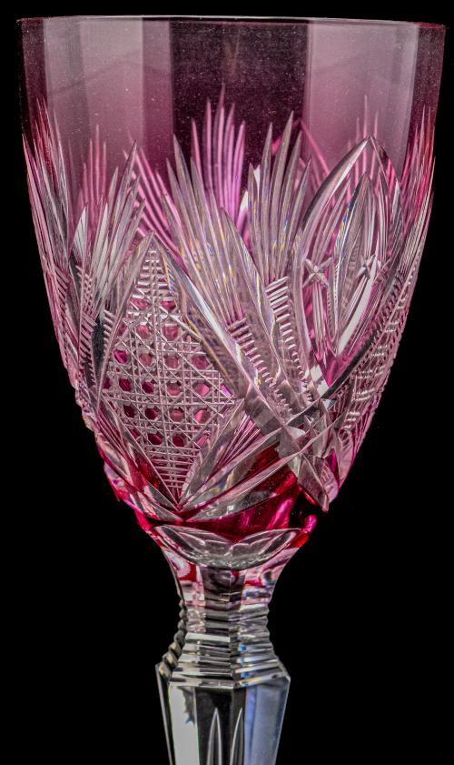 GRAN COPA DE CRISTAL TALLADO DE MEDIADOS DE SIGLO XX