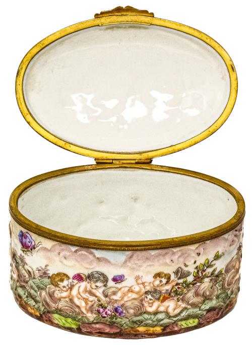 CAJA DE PORCELANA CAPODIMONTE DE MEDIADOS DE SIGLO XX