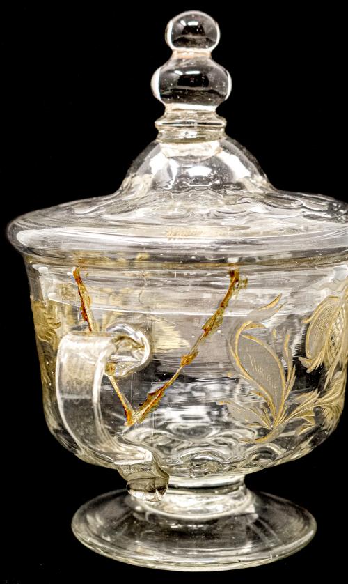 COMPOTERA DE CRISTAL  DEL SIGLO XIX