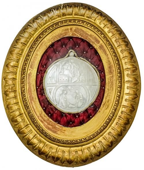MEDALLÓN DE MADREPERLA DE FINALES DE SIGLO XIX