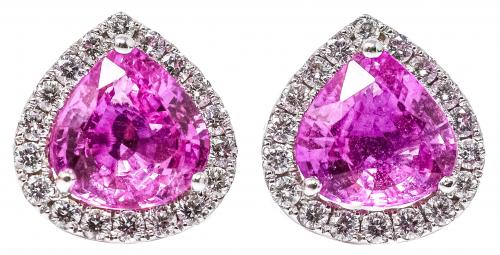 PENDIENTES CON ZAFIROS ROSAS Y BRILLANTES