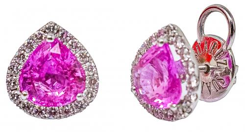 PENDIENTES CON ZAFIROS ROSAS Y BRILLANTES