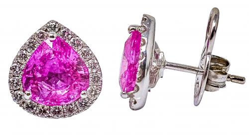 PENDIENTES CON ZAFIROS ROSAS Y BRILLANTES