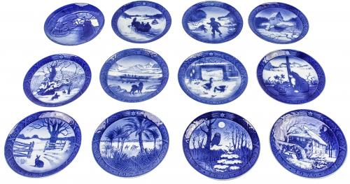 12 PLATOS PORCELANA DANESA DE LOS AÑOS 60-70.