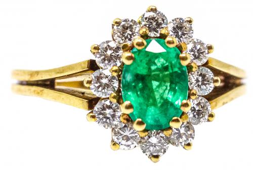 ANILLO ROSETÓN CON ESMERALDAS Y BRILLANTES