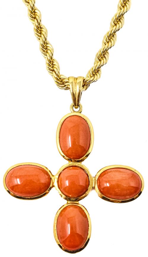 COLGANTE CON CORAL Y CADENA