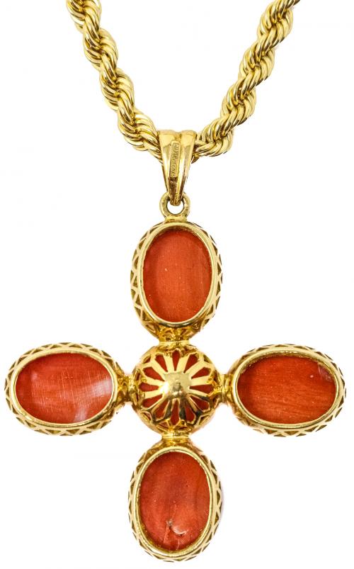 COLGANTE CON CORAL Y CADENA