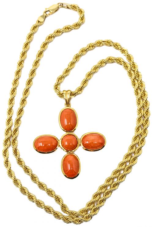 COLGANTE CON CORAL Y CADENA