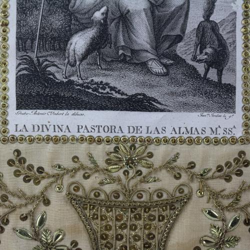 PEQUEÑO BORDADO ENMARCADO CIRCA 1800