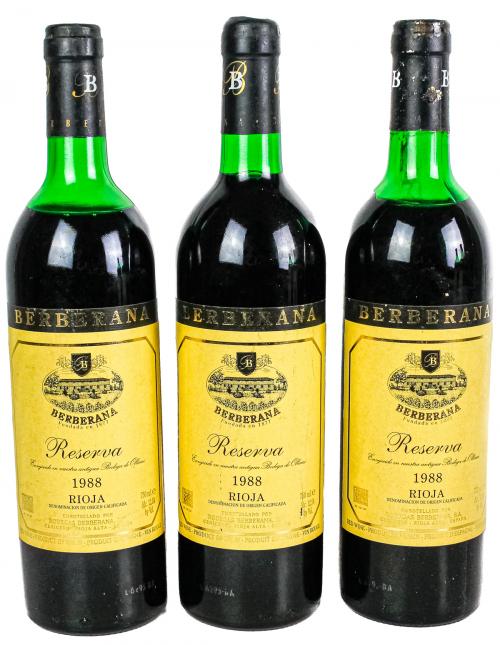 TRES BOTELLAS DE VINO BERBERANA