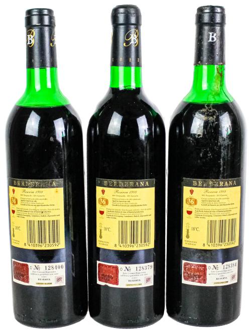 TRES BOTELLAS DE VINO BERBERANA