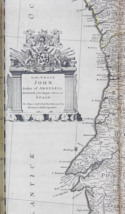 MAPA INGLÉS DE LA PENÍNSULA IBÉRICA 1711
