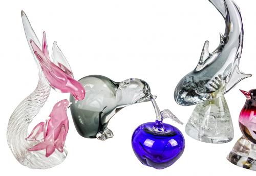 CONJUNTO DE PIEZAS DE CRISTAL DE MURANO