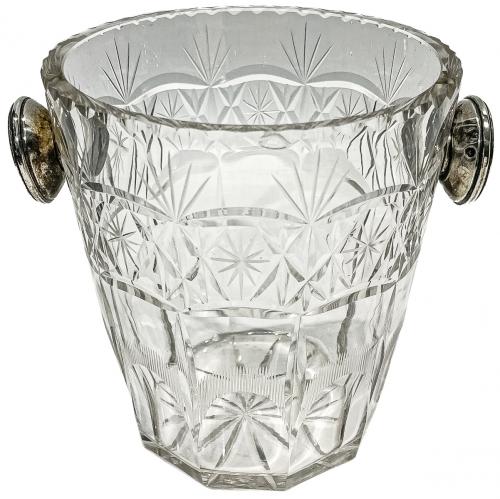PEQUEÑA CUBITERA EN CRISTAL Y PLATA DEL ÚLTIMO CUARTO S.XX