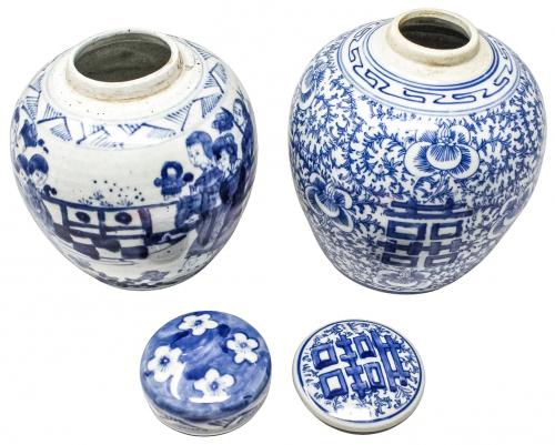 DOS TIBORS DE PORCELANA CHINA DEL PRIMER CUARTO DE SIGLO XX