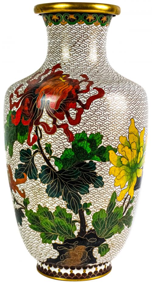 JARRÓN ORIENTAL DE ESMALTE CLOISONNÉ